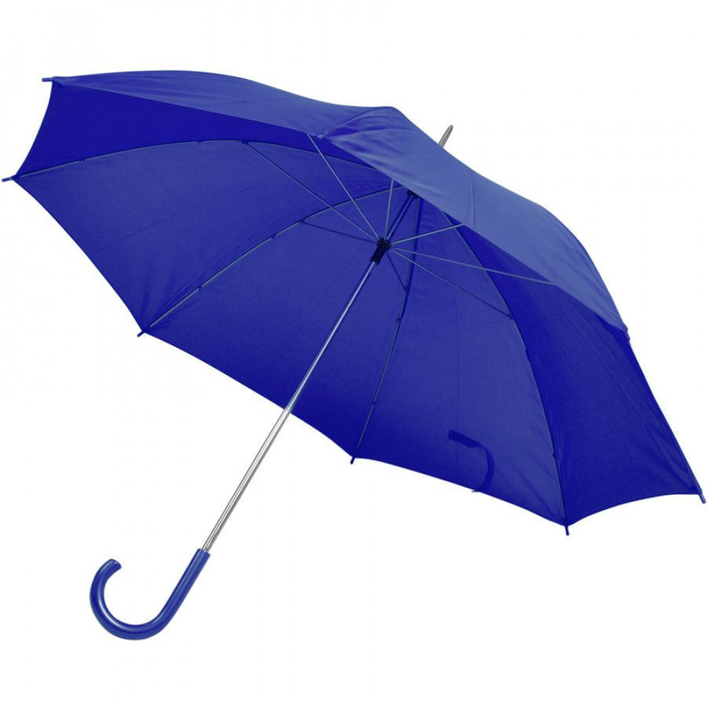 Зонт-трость с пластиковой ручкой, механический, цвет синий