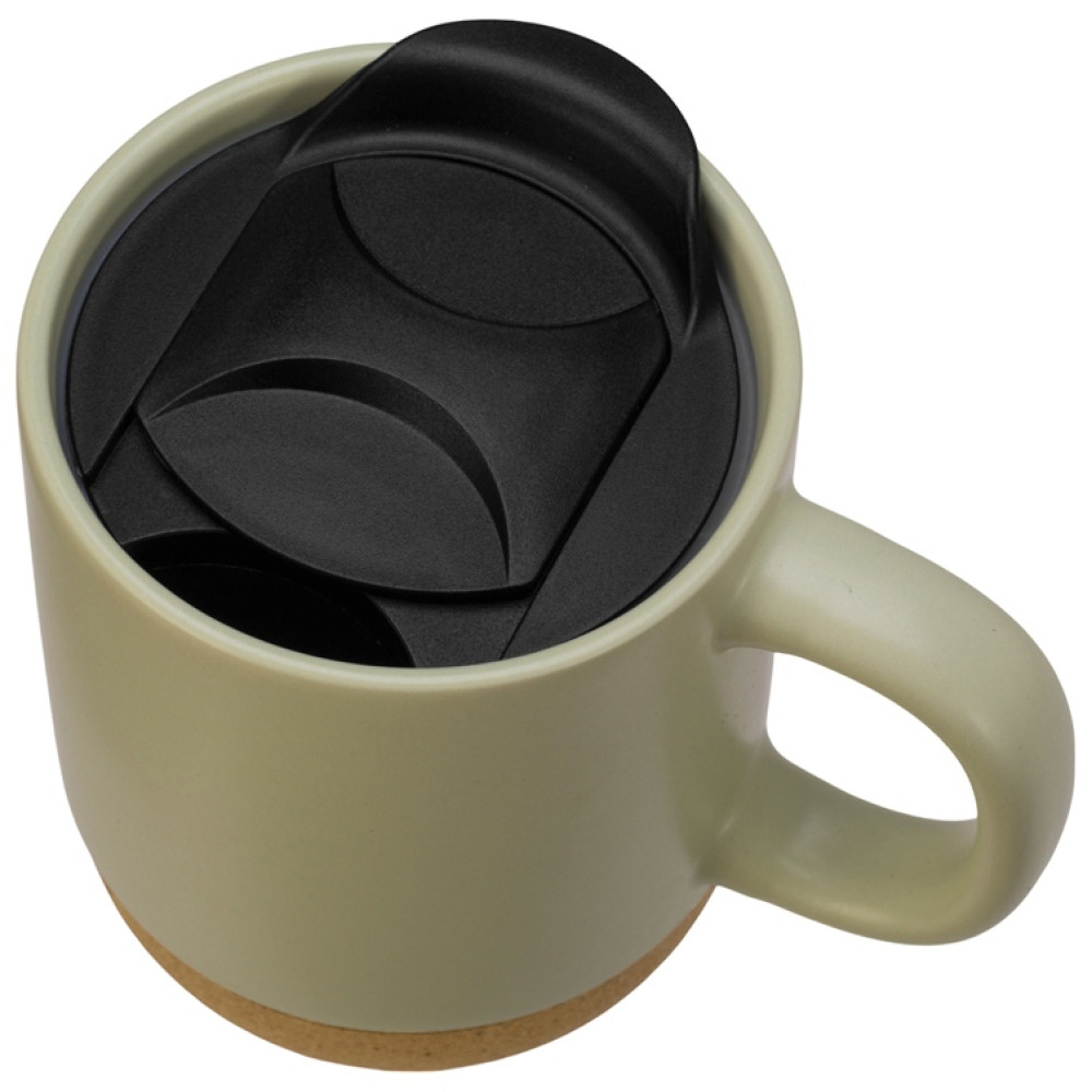 Кружка Denpasar с пробковым дном и крышкой, цветная с двух сторон, оливковый