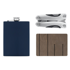 Набор с мультитулом и фляжкой Путешественник 2.0., темно-синий