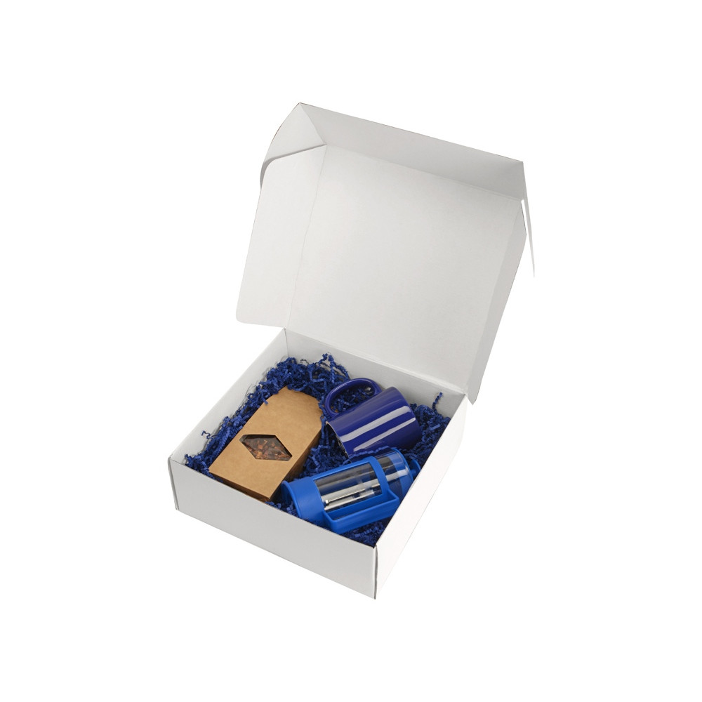 Подарочный набор с чаем, кружкой и френч-прессом Чаепитие, синий