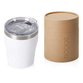 Вакуумная термокружка c керамическим покрытием Rodos, непротекаемая крышка, 350 мл, белый