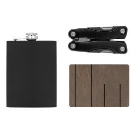 Набор с мультитулом и фляжкой Путешественник 2.0., черный