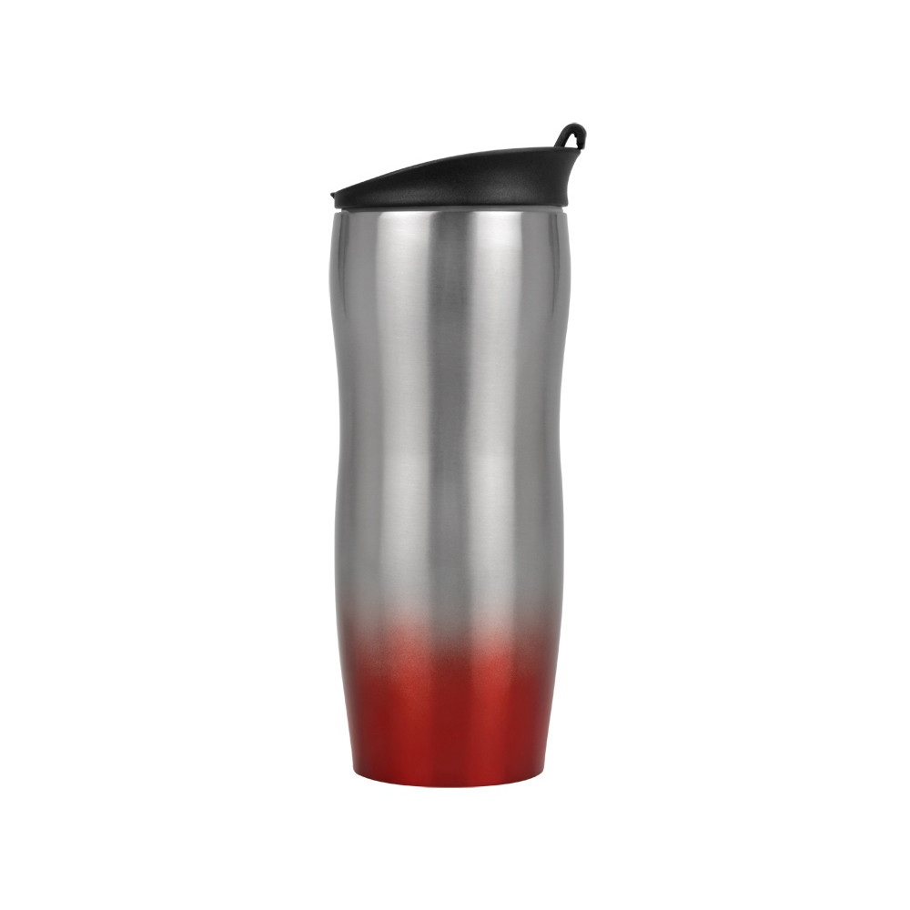 Кружка с термоизоляцией на 450 мл, цвет красный;серебристый
