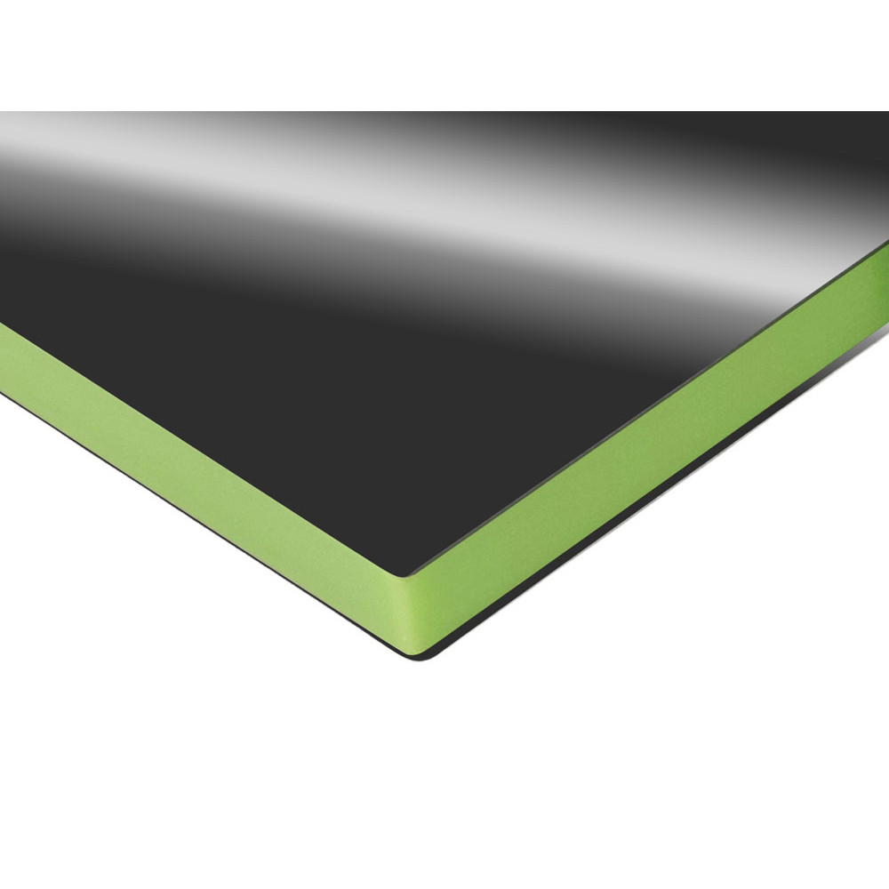 Металлический брелок с пластиковой цветной вставкой SteelPop House, серебристый с зеленым яблоком