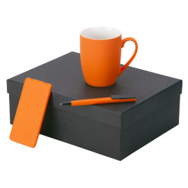 Подарочный набор c кружкой, пластиковой ручкой и повербанком С1, 5000 mAh, оранжевый