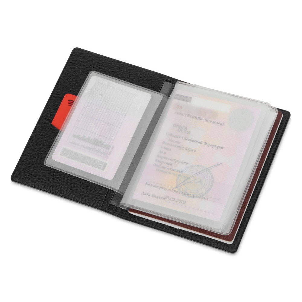 Классическая обложка для автодокументов Favor, черная