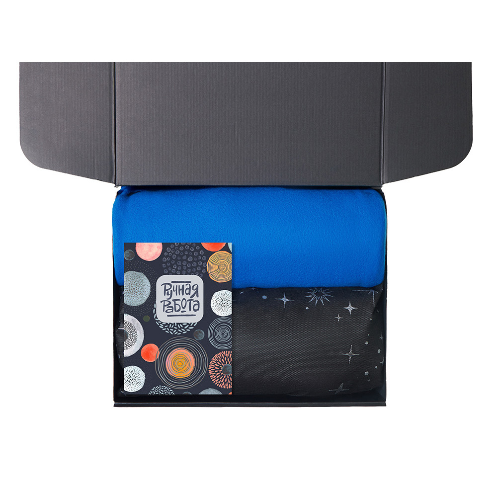 Подарочный набор с пледом, свечой и диффузором, синий