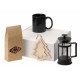 Подарочный набор с чаем, кружкой, френч-прессом и новогодней подвеской Чаепитие, черный