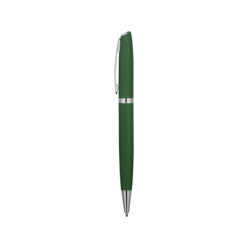 Ручка металлическая шариковая Flow soft-touch, зеленый/серебристый