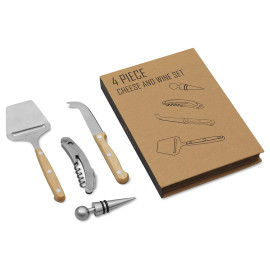 Подарочный набор для вина и сыра Reze из 4 предметов, натуральный
