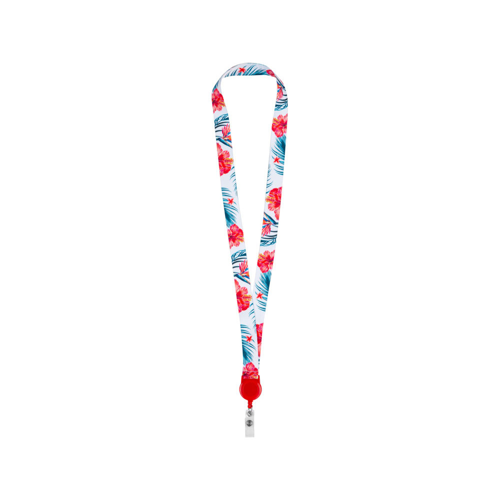 Ланъярд 2 см с ретрактором, красный