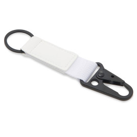 Брелок-ремувка Carabinier из ткани с вставкой из экокожи и карабином, белый