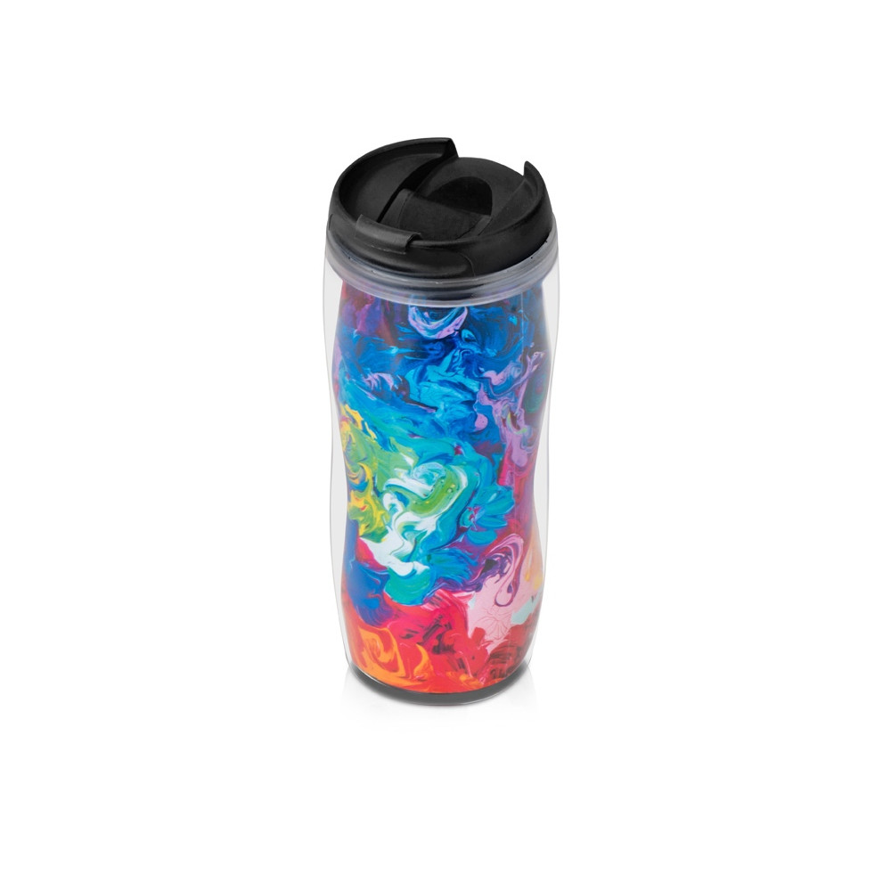 Термокружка Mony 400мл, под цифровую печать, прозрачный/черный