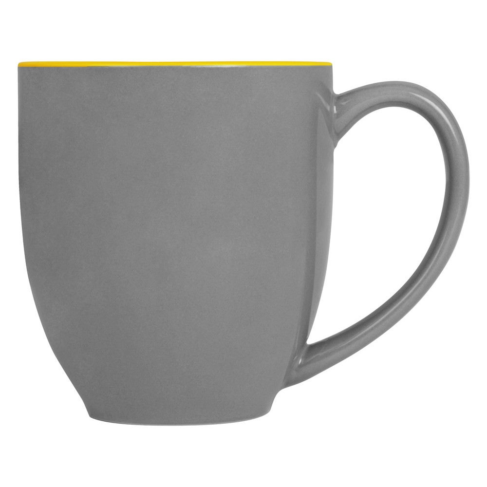 Кружка керамическая Gracy 450мл, серый/желтый