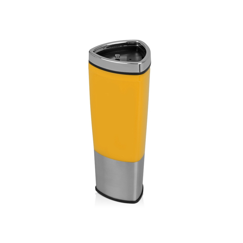 Кружка с термоизоляцией на 400 мл, цвет серебристый;желтый