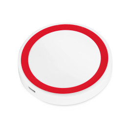 Беспроводное зарядное устройство Dot, 5 Вт, белый/красный Беспроводное зарядное устройство Dot, 5 Вт, белый/красный