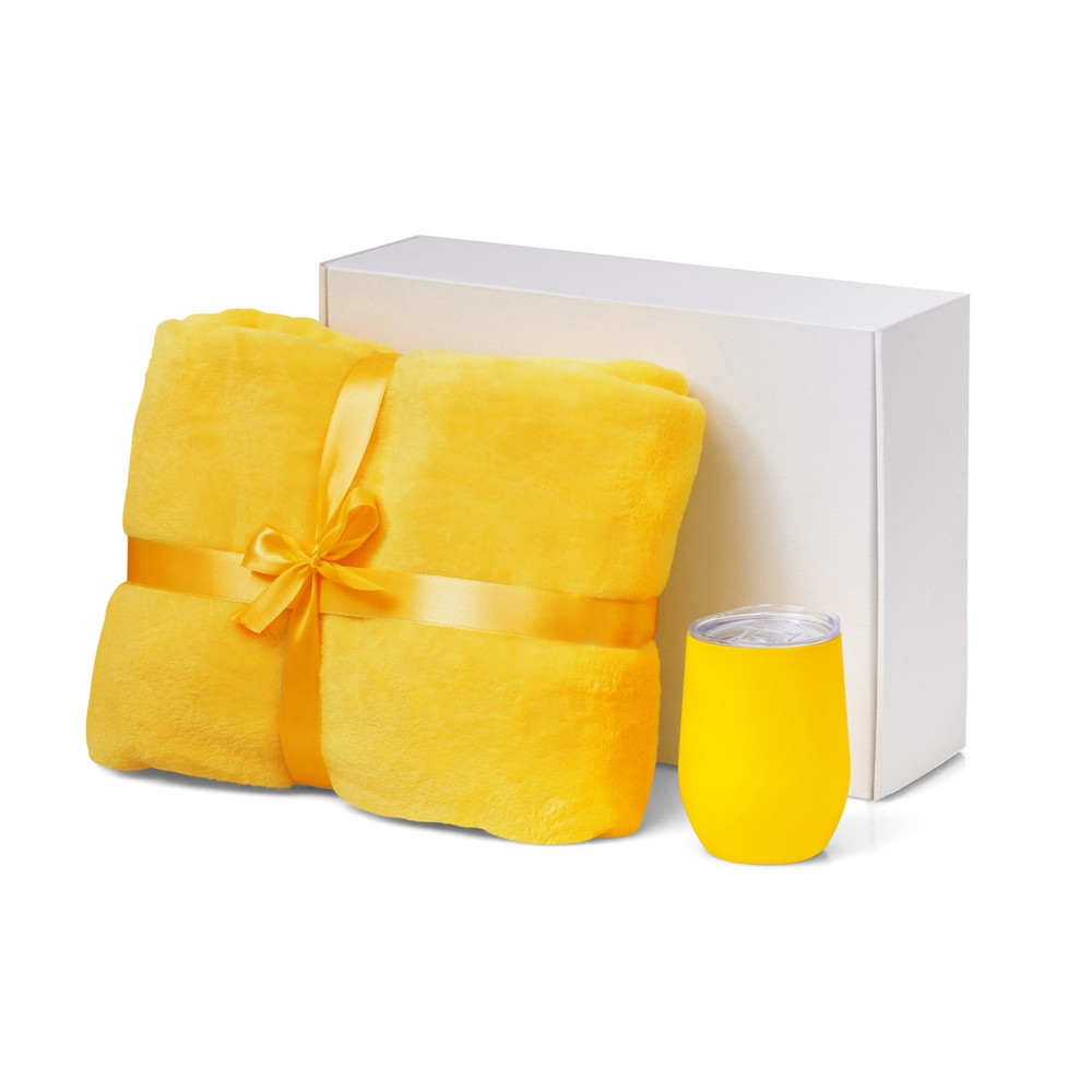 Подарочный набор Dreamy hygge 2.0 с пледом и термокружкой, желтый