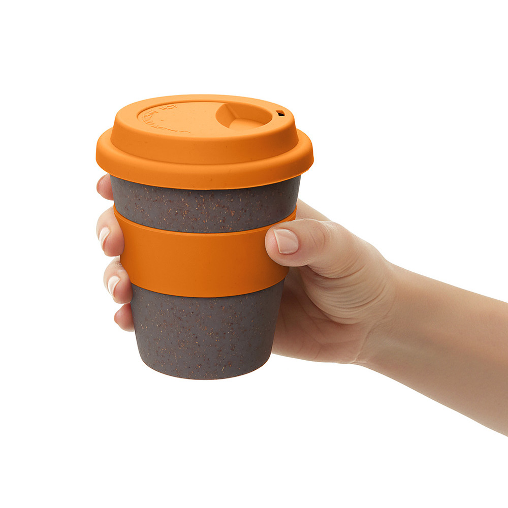 Стакан с силиконовой крышкой Cafe, оранжевый