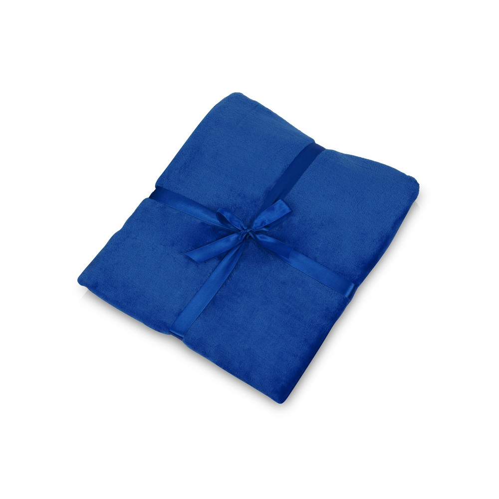 Плед флисовый Natty из переработанного пластика с новогодней биркой, синий