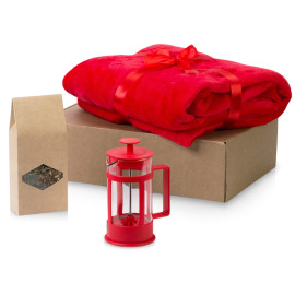 Подарочный набор Tea time с пледом, красный