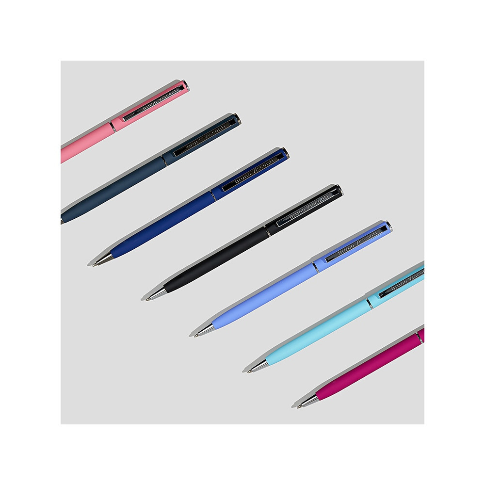 Ручка шариковая автоматическая BrunoVisconti® PALERMO цвет корпуса темно-синий, soft-touch, 0.7 мм