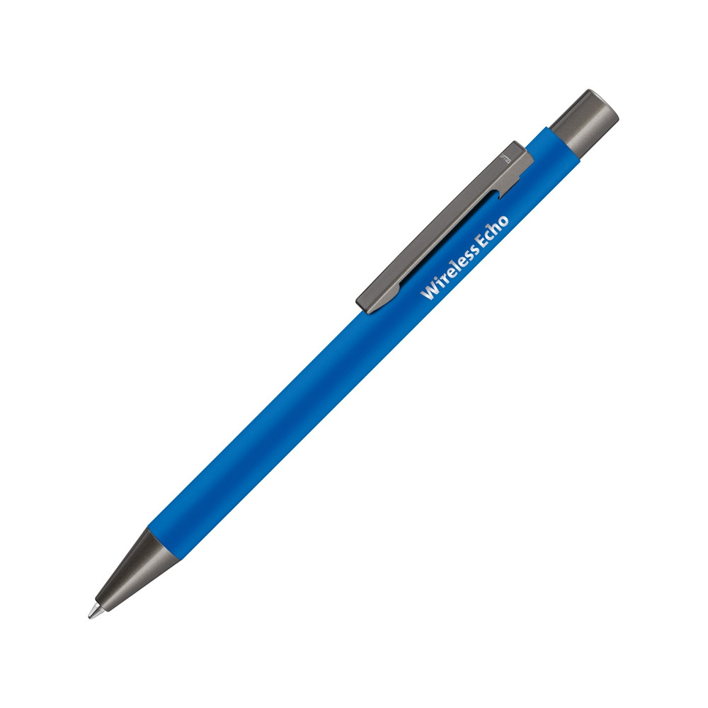 Ручка шариковая UMA STRAIGHT GUM soft-touch, с зеркальной гравировкой, синий