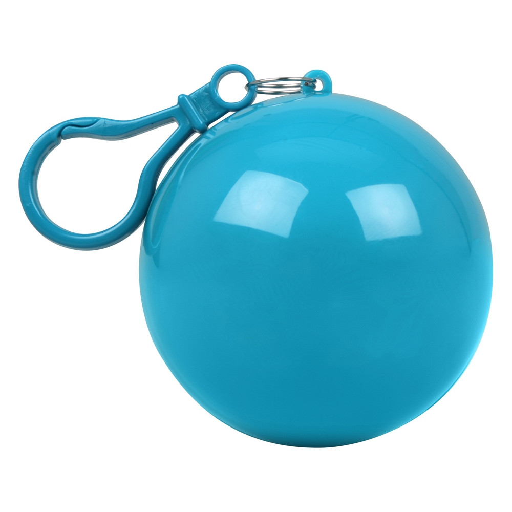 Дождевик в футляре с карабином, единый размер, цвет голубой;прозрачный