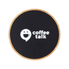 Беспроводное зарядное устройство с подсветкой лого Reedia S3, 15 Вт, бамбук, черный