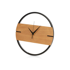 Деревянные часы с металлическим ободом, диаметр 30 см, Time Wheel горизонтальные, натуральный/черн Деревянные часы с металлическим ободом, диаметр 30 см, Time Wheel горизонтальные, натуральный/черн
