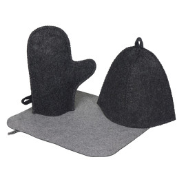 Банный набор из шапки, рукавицы и коврика Calm, серый