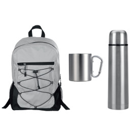 Подарочный набор с термосом и кружкой, серебристый/серый