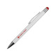 Ручка металлическая шариковая Flowery со стилусом и цветным зеркальным слоем, белый/красный Ручка металлическая шариковая Flowery со стилусом и цветным зеркальным слоем, белый/красный