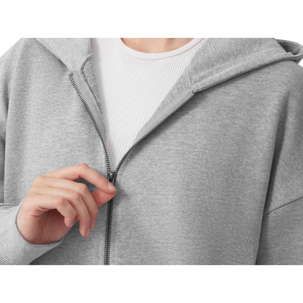 Толстовка оверсайз с капюшоном на молнии Monaco, серый меланж