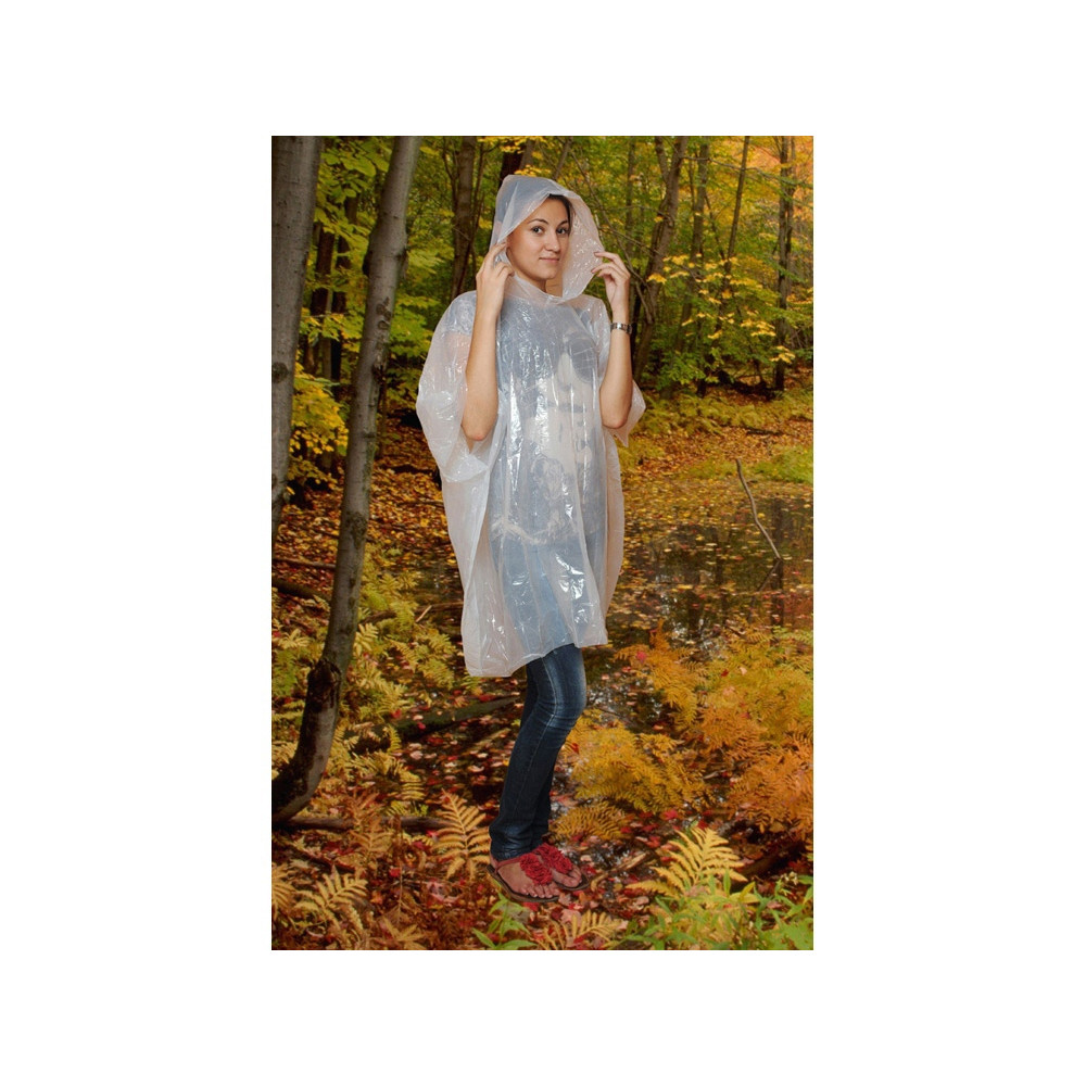 Дождевик в футляре с карабином, единый размер, цвет голубой;прозрачный