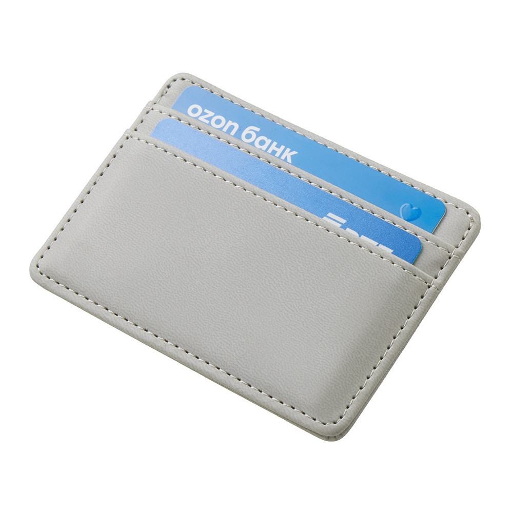 Картхолдер для двух карт и наличных денег с зажимом Crave, светло-серый