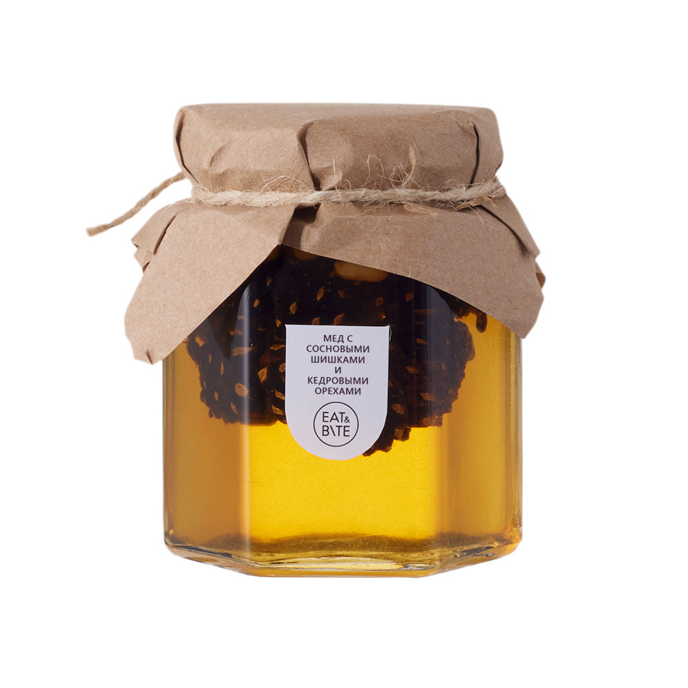 Мед с сосновой шишкой и кедровым орехом 250 гр.