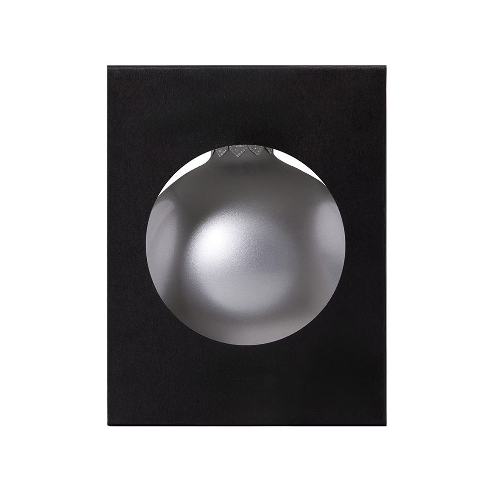 Стеклянный елочный шар Christmas bauble, серебро, металлик, с серебристым колпачком в черной коробке