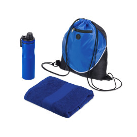 Спортивный набор со стальной бутылкой и полотенцем Advanced, синий