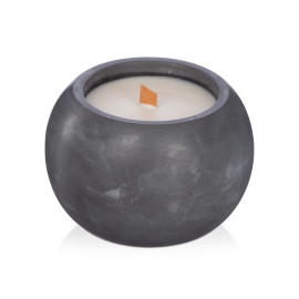 Круглая свечка в бетоне, фитиль дерево, oud wood