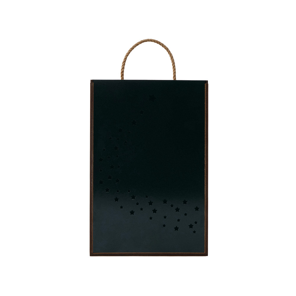 Подарочная коробка из фанеры Constellation 330х220х100 мм, фанера 6 мм, крышка на выдвижных пазах черная ЛХДФ 3 мм, бечевка