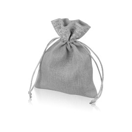 Мешочек подарочный новогодний, хлопок, средний, серый