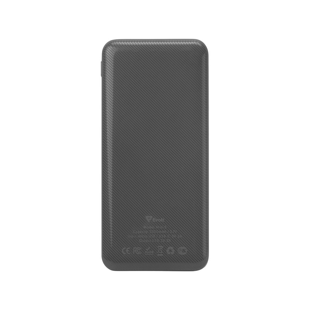 Внешний аккумулятор Evolt Mini-5, 5000 mAh, серый