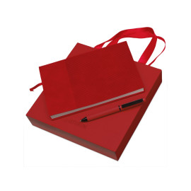 Набор блокнот в гибкой обложке А5 и металлическая шариковая ручка Nabokov, красный