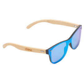 Солнцезащитные очки из бамбука с зеркальной линзой Rockwood Motion, синий (гравировка)