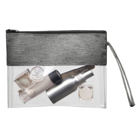 Косметичка из PVC и ткани Leony, прозрачный/темно-серый