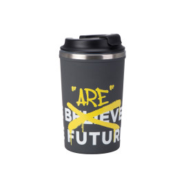 Герметичная термокружка на присоске Kick, 350 мл, серый (уф печать круговая)