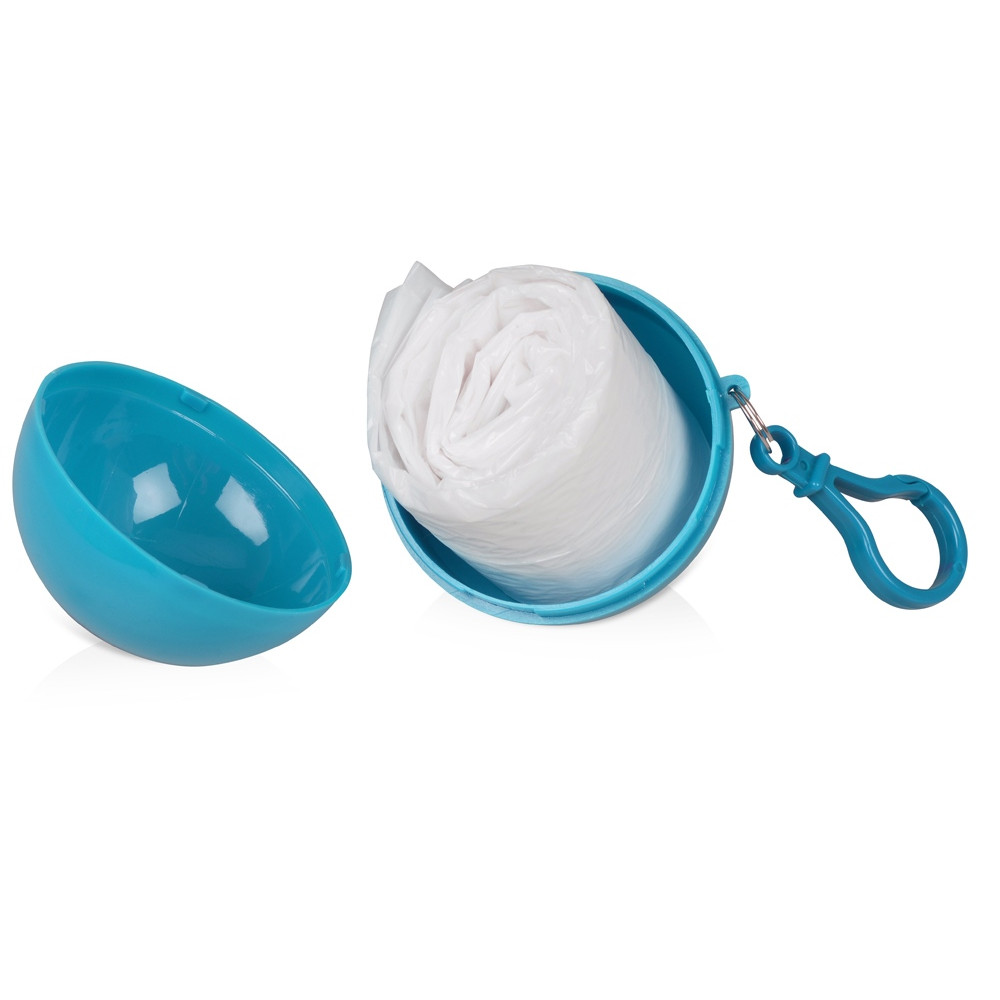 Дождевик в футляре с карабином, единый размер, цвет голубой;прозрачный