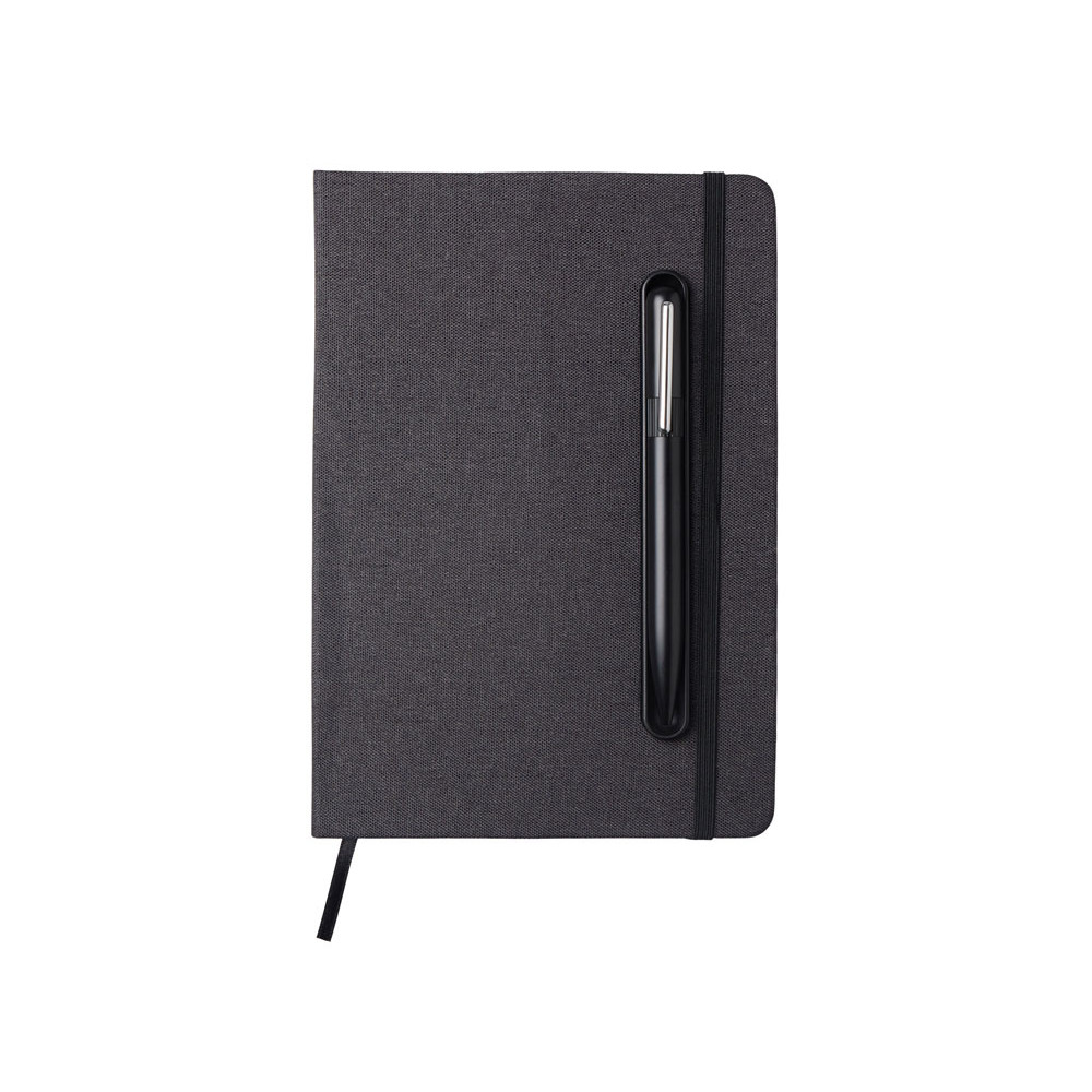 Набор блокнот А5 с магнитным держателем для ручки и подставкой для телефона и металлической шариковой ручкой NotaBene, черный