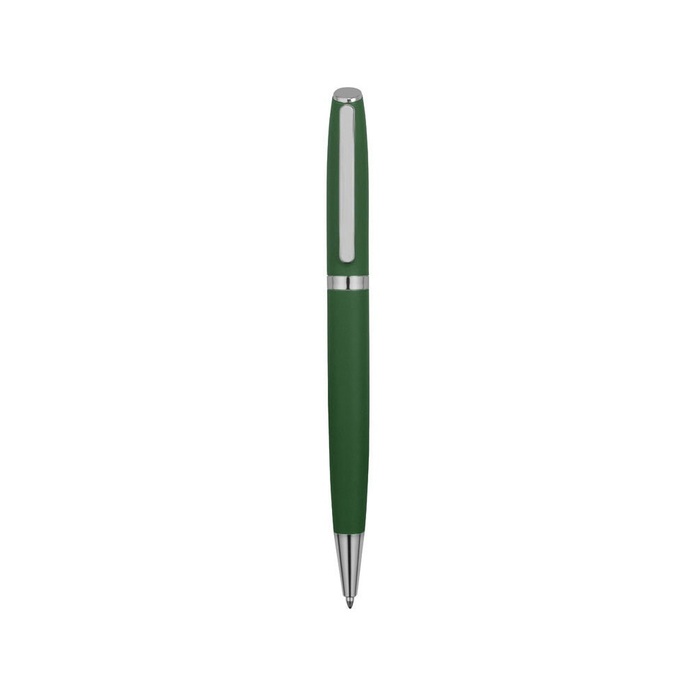 Ручка металлическая шариковая Flow soft-touch, зеленый/серебристый