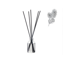 Диффузор с ароматом Еловые шишки и хвоя, 30мл, стекло, пробка, палочки 5 шт., мешочек из органзы черный